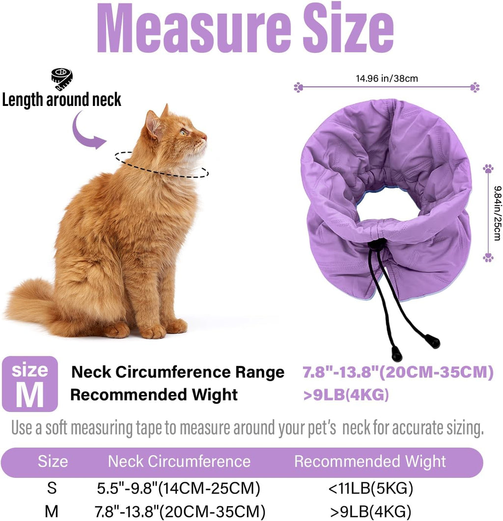 Adjustable fabric Elizabethan collar for cats preventing wound licking