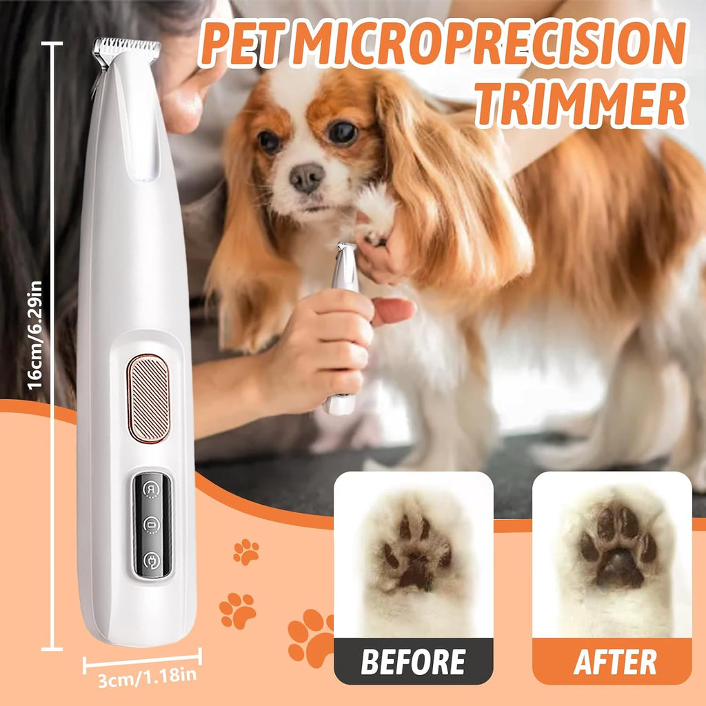 Side profile of the low noise rechargeable cat and dog shaver highlighting the power button.