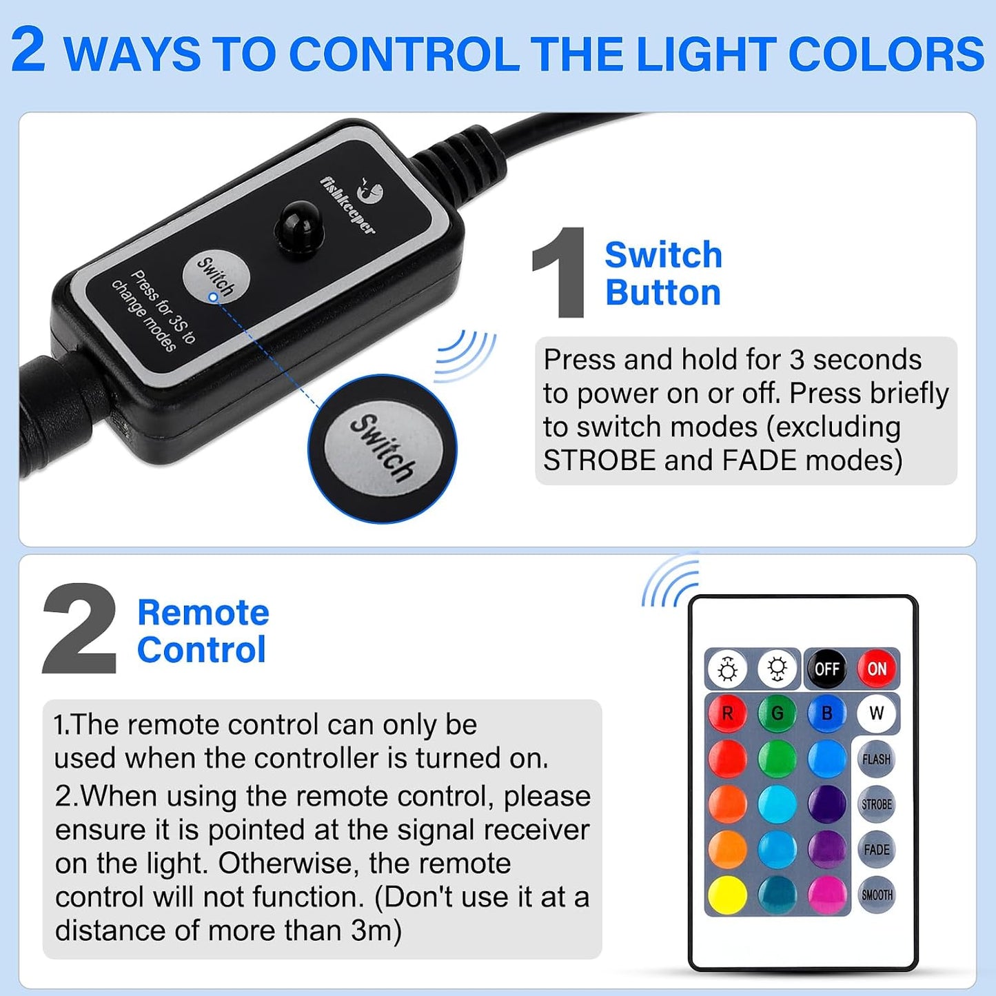 fishkeeper Aquarium Air Bubble Light, LED Fish Tank Bubbler Stone Disk with 11 Super Bright Lamp Beads, 16 Colors and 4 Modes Adjustable for Fish Tank Decoration Oxygenation - Image 7