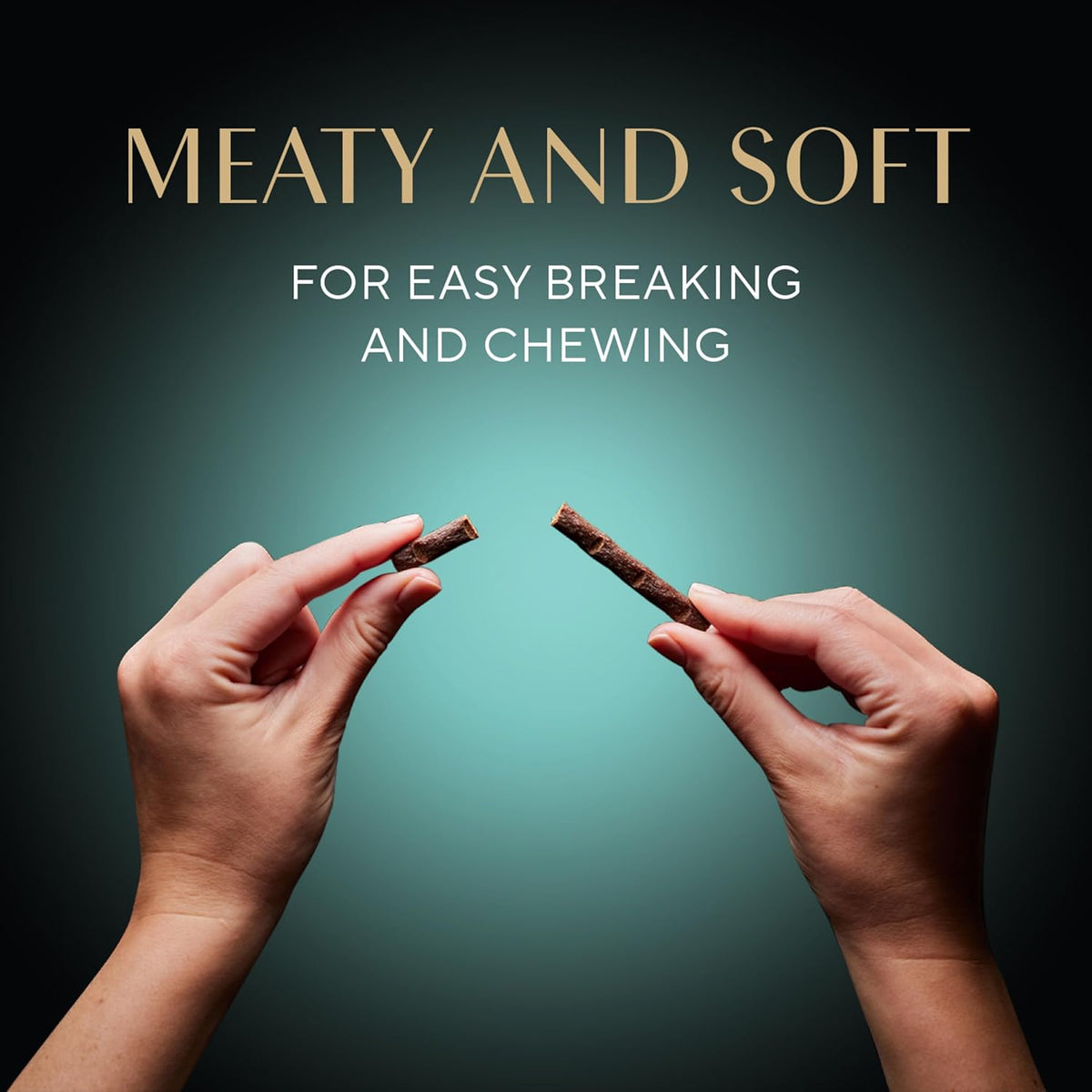 Close up of Sheba Meaty Tender Sticks chicken flavor treat