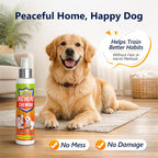 Lifestyle shot of pet training spray on wooden chair