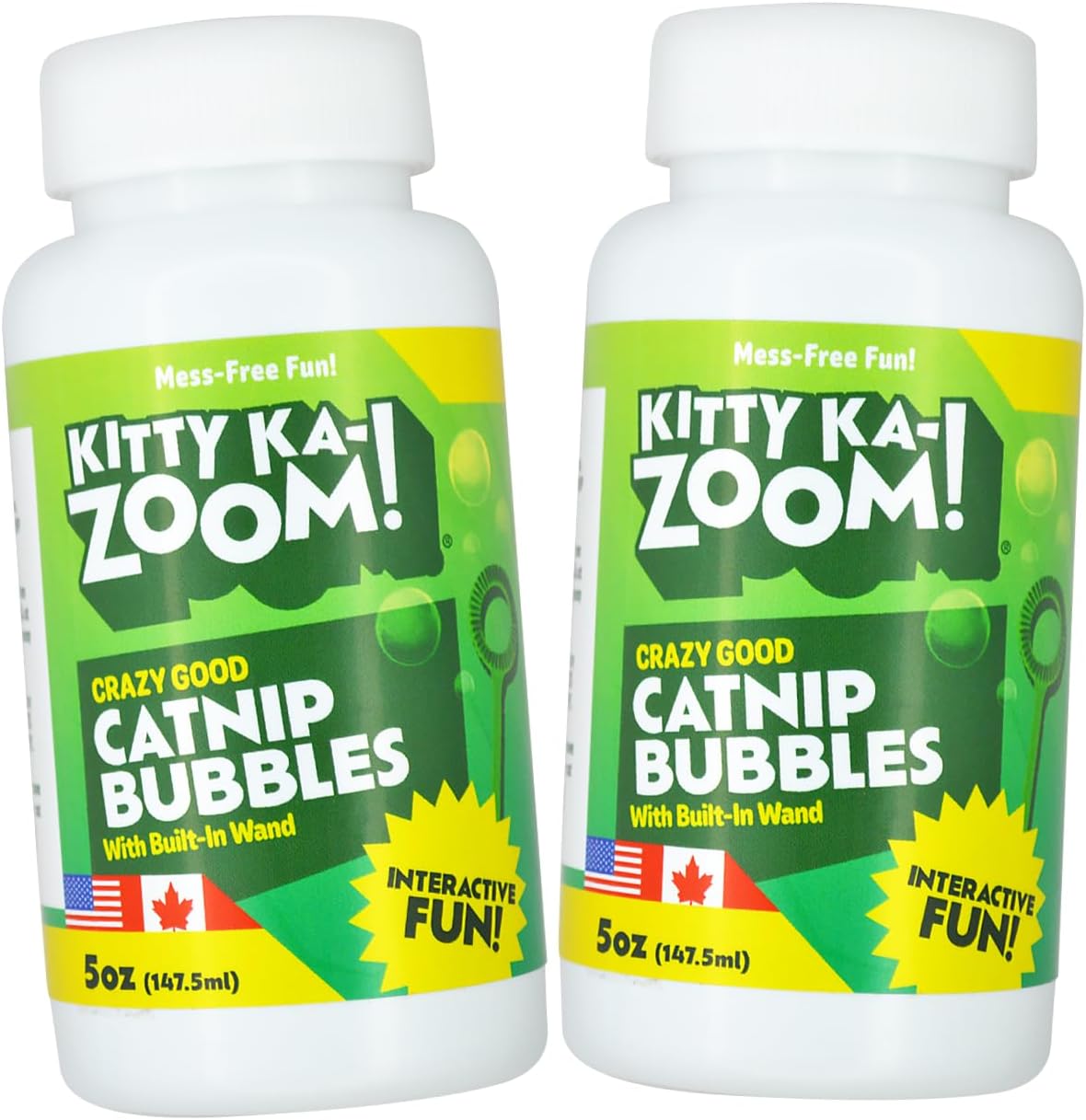 Kitty Ka Zoom five ounce premium catnip bubbles fluid bottle designed for hunting instinct activation