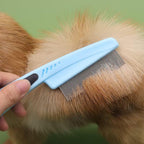 Ergonomic anti slip rubber grip handle pet comb for dandruff and hair flakes