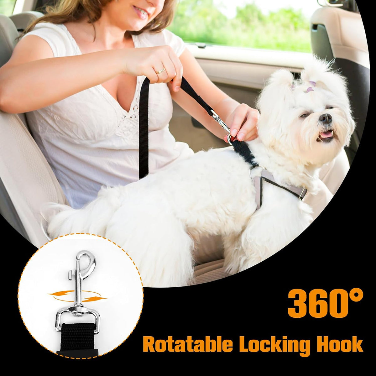 Two pack pet seat belt set for cats and dogs