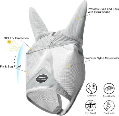 Fornyk horse protective fly mask showing adjustable strap detail