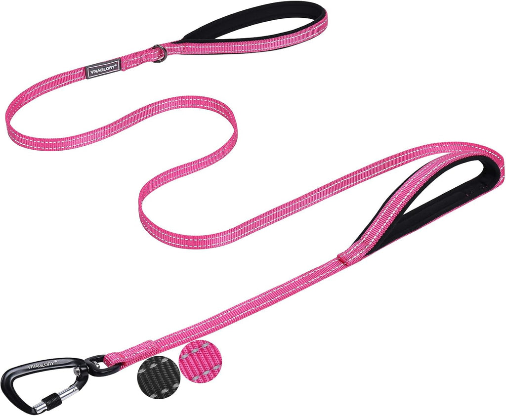 VIVAGLORY Dog Leash Twingrip Double Handle Dog Leash with Traffic Handle Control & 2 Loop for Walking & Training, Reflective Heavy Duty for Puppy Pet Collar, 6ft x 1in, Black - Image 15