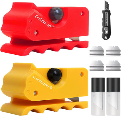 OuShuron cardboard cutter for cat scratchers kit with red and yellow tools.