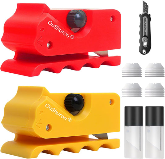 OuShuron cardboard cutter for cat scratchers kit with red and yellow tools.