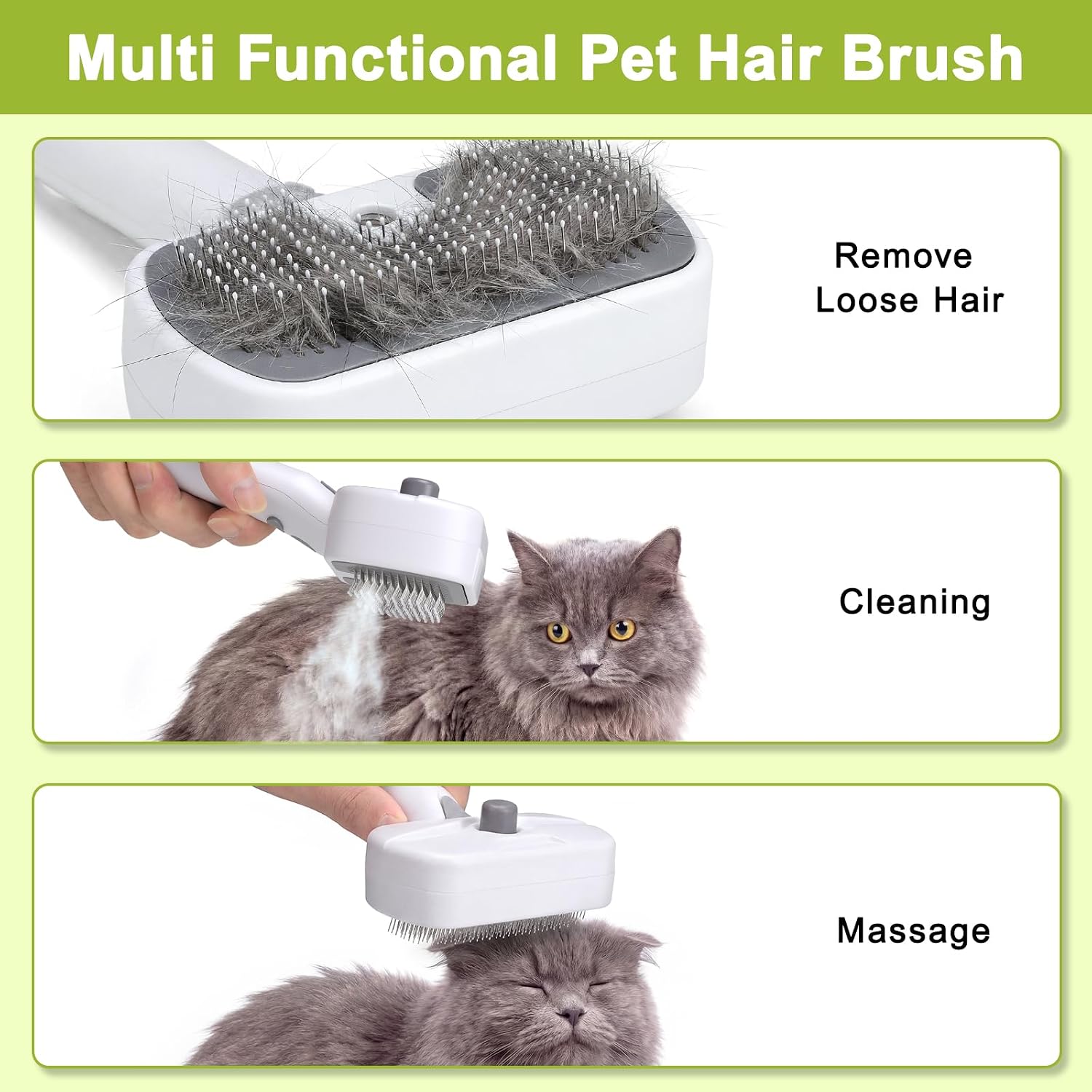 Kinttawam 3-in-1 pet steam brush side profile showing mist spray