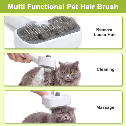 Kinttawam 3-in-1 pet steam brush side profile showing mist spray