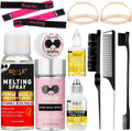 WOZUTUNT Hair Extension Adhesive Spray Kit showing the front view of the lace melting spray bottle and retail packaging.