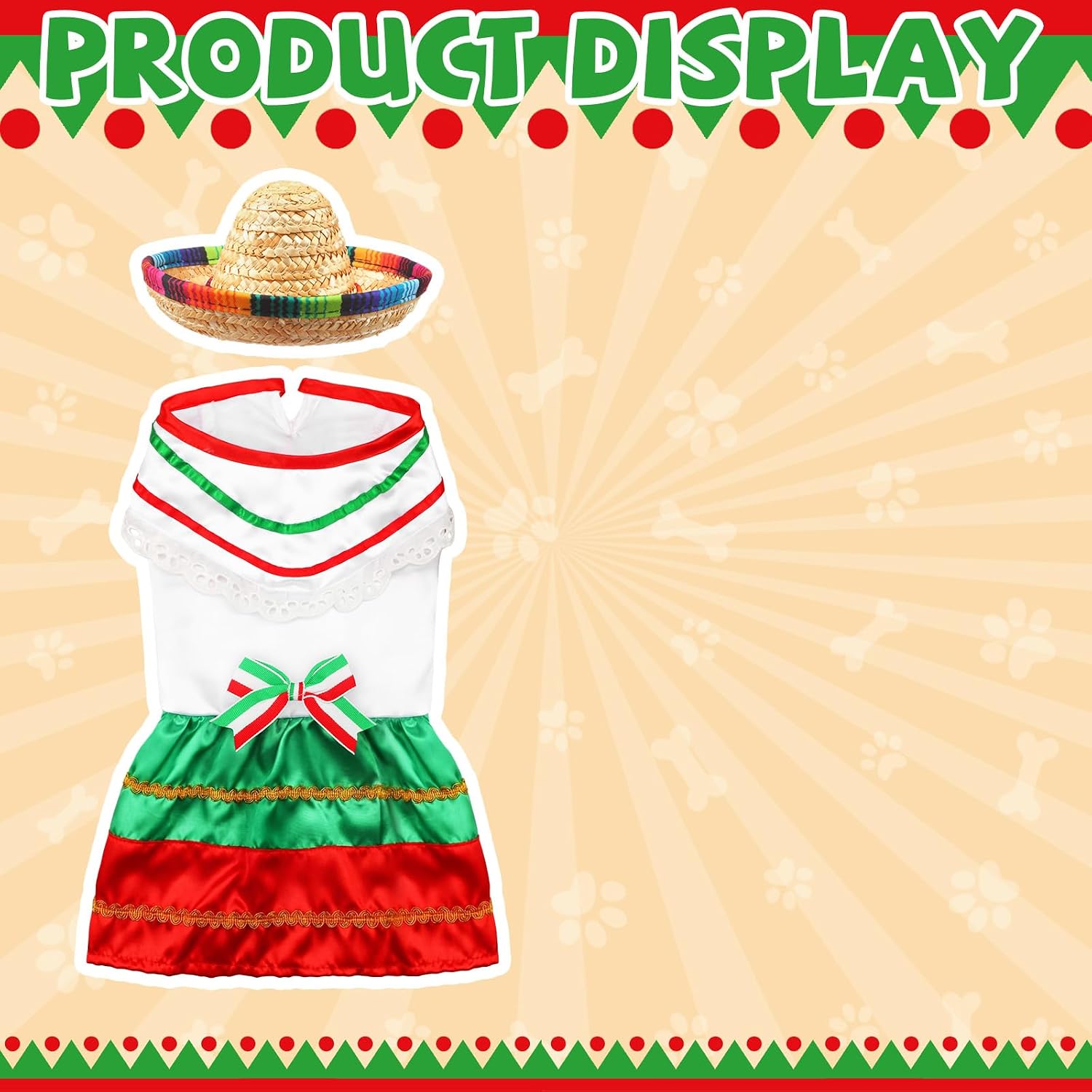 Bulyoou premium small breed pet dress and hat combo for cultural themed celebrations.