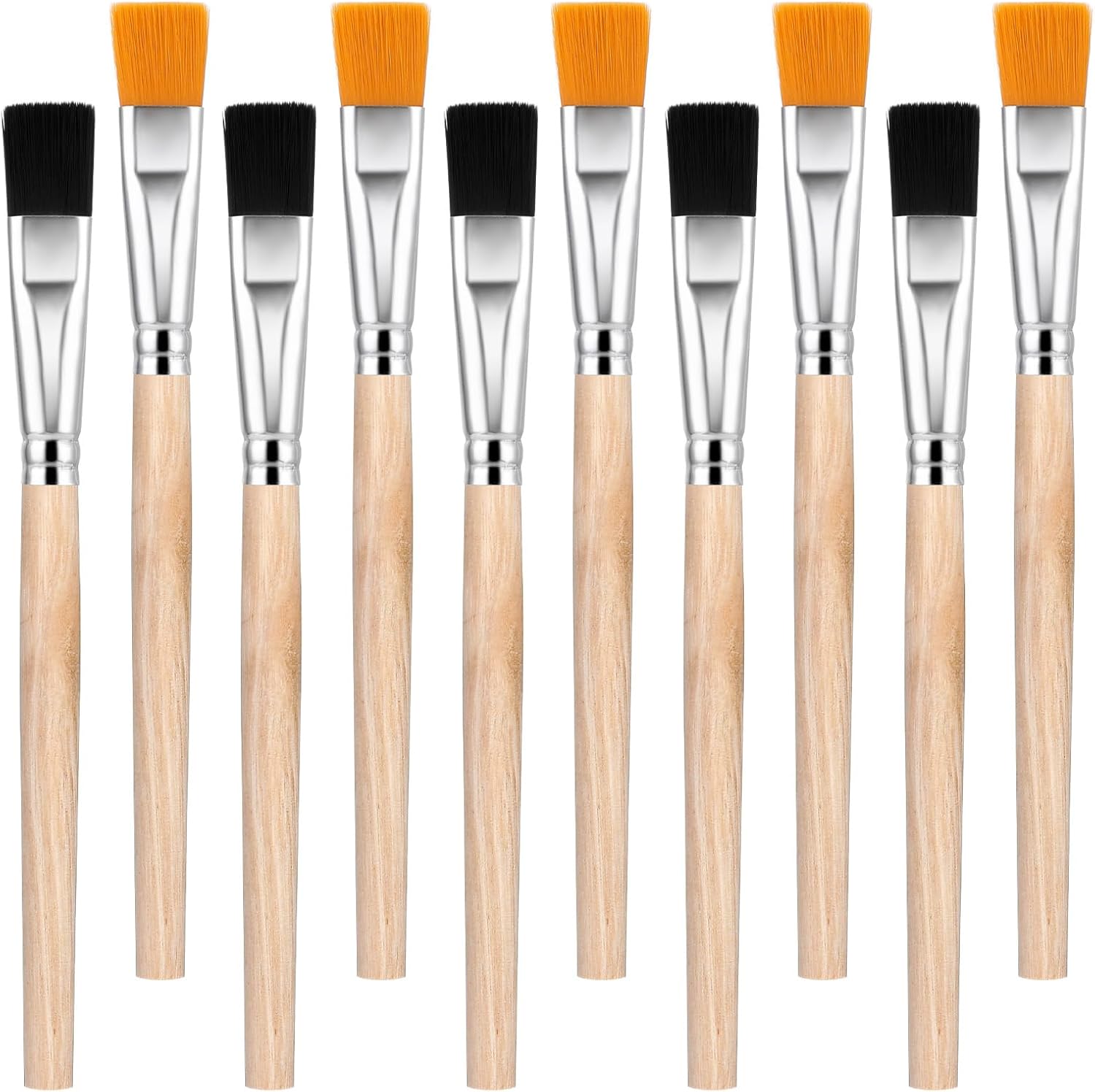 Ymapinc 10 piece small craft paint brushes front view showcasing tan and black bristles
