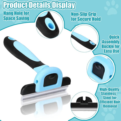 Bestac deshedding brush held in hand for pet grooming