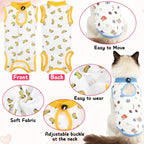 Six different designs of cat recovery suits for post surgery