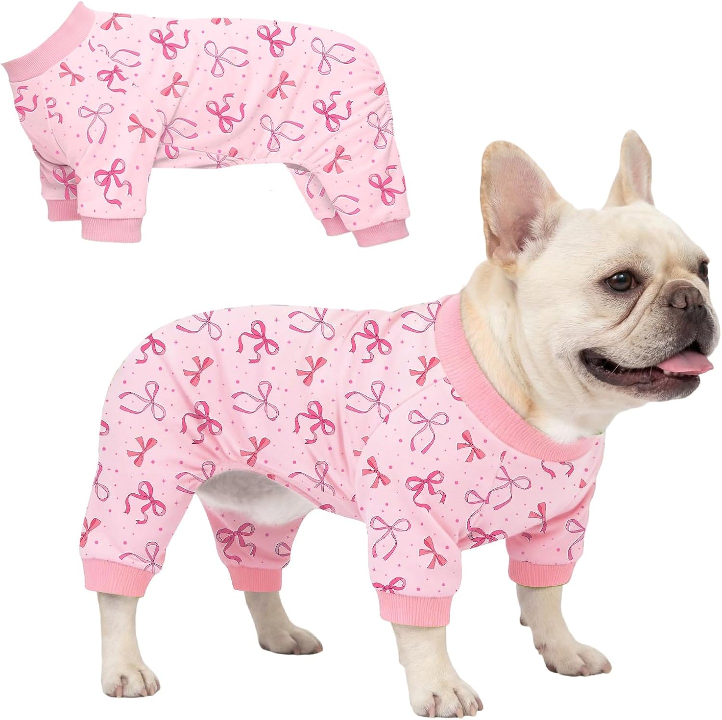 Dog Pajamas for Small Medium Dogs Recovery Suit Dog Pjs Dog Onesie Cute Soft Breathable Puppy Pajamas Pet Spring Summer Stretchy Pjs for Boy Girl - Pink Bows - Image 13