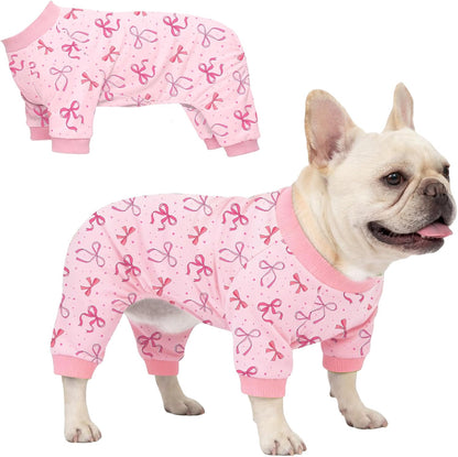 Dog Pajamas for Small Medium Dogs Recovery Suit Dog Pjs Dog Onesie Cute Soft Breathable Puppy Pajamas Pet Spring Summer Stretchy Pjs for Boy Girl - Pink Bows - Image 13