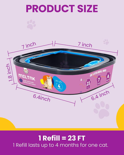 MILTNK cat litter refill bags demonstrating the secure bottom knot setup.