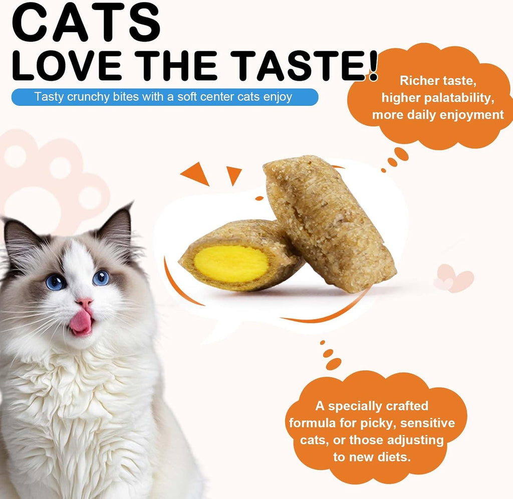Side profile of cat supplement packaging with nutritional facts