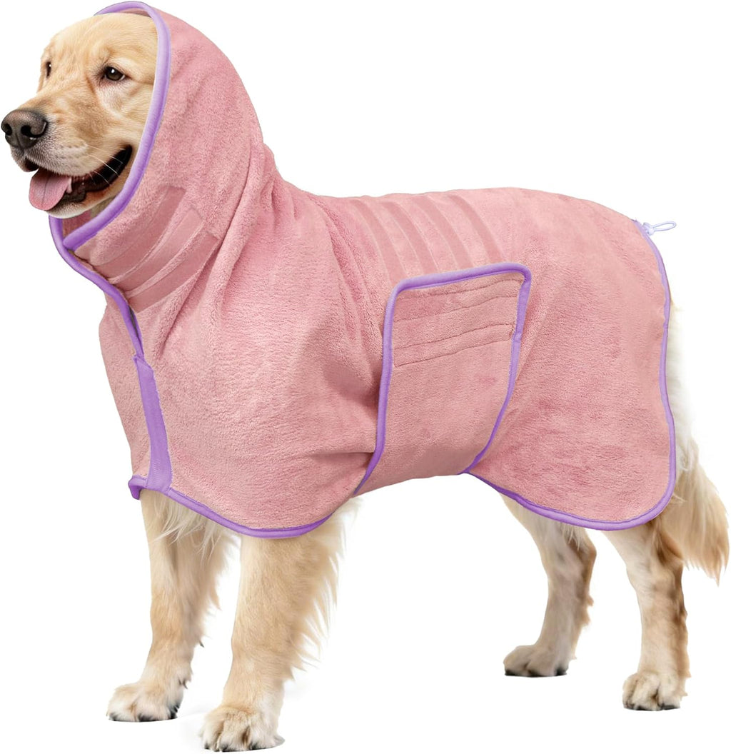 Soft Dog Bathrobe Fast Drying Dog Coat, Super Absorbent Dog Towels for After Bath, Microfiber Pet Robe Adjustable Collar & Belly Warm Keeping Dogs Coat for Pet Dogs & Cats (Green, Large) - Image 10
