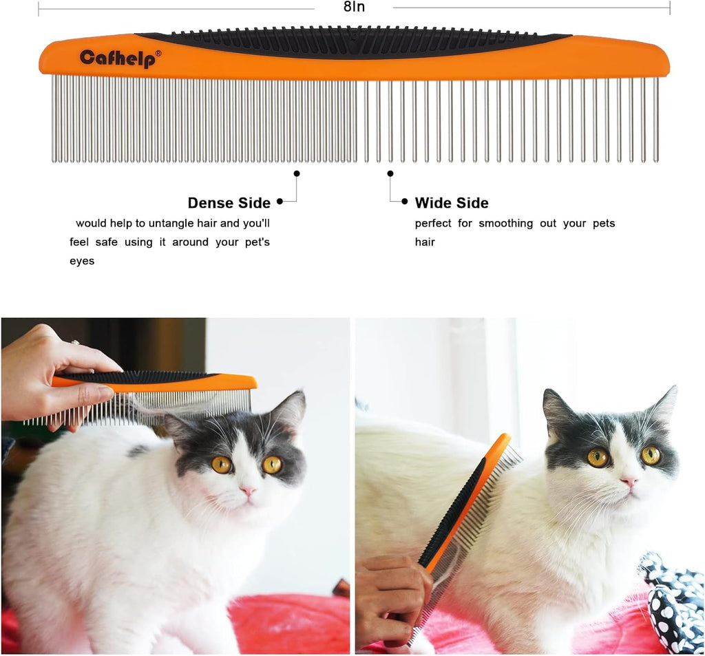 Cafhelp dog and cat comb showing non-slip grip