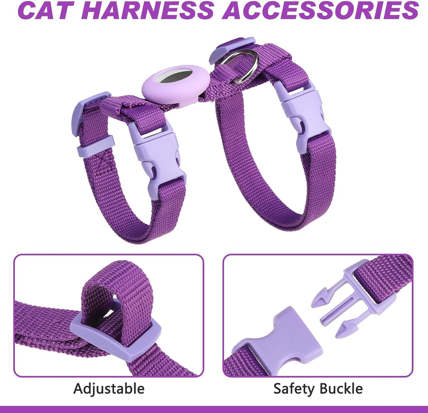 VKPETFR adjustable pet harness side view showing snug fit on a small kitten