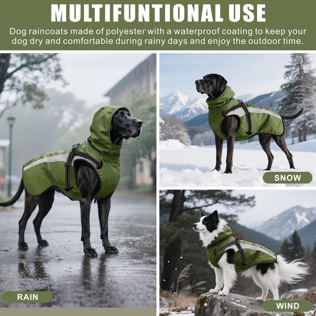 Mosucoirl dog poncho detailing the detachable hood and adjustable neck closure.
