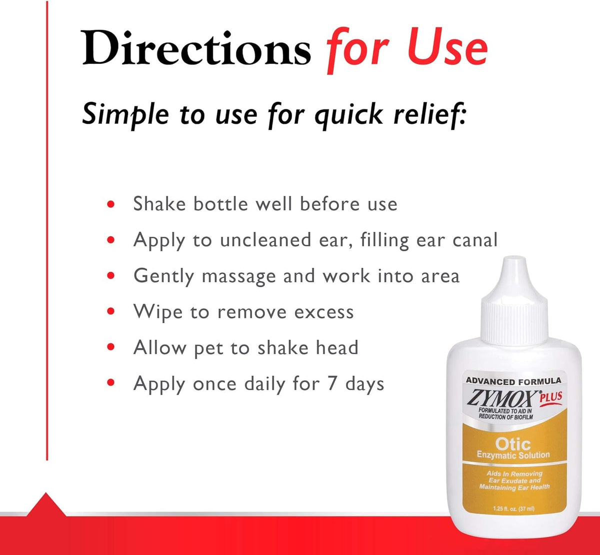 Zymox pet ear health product back label showing ingredients