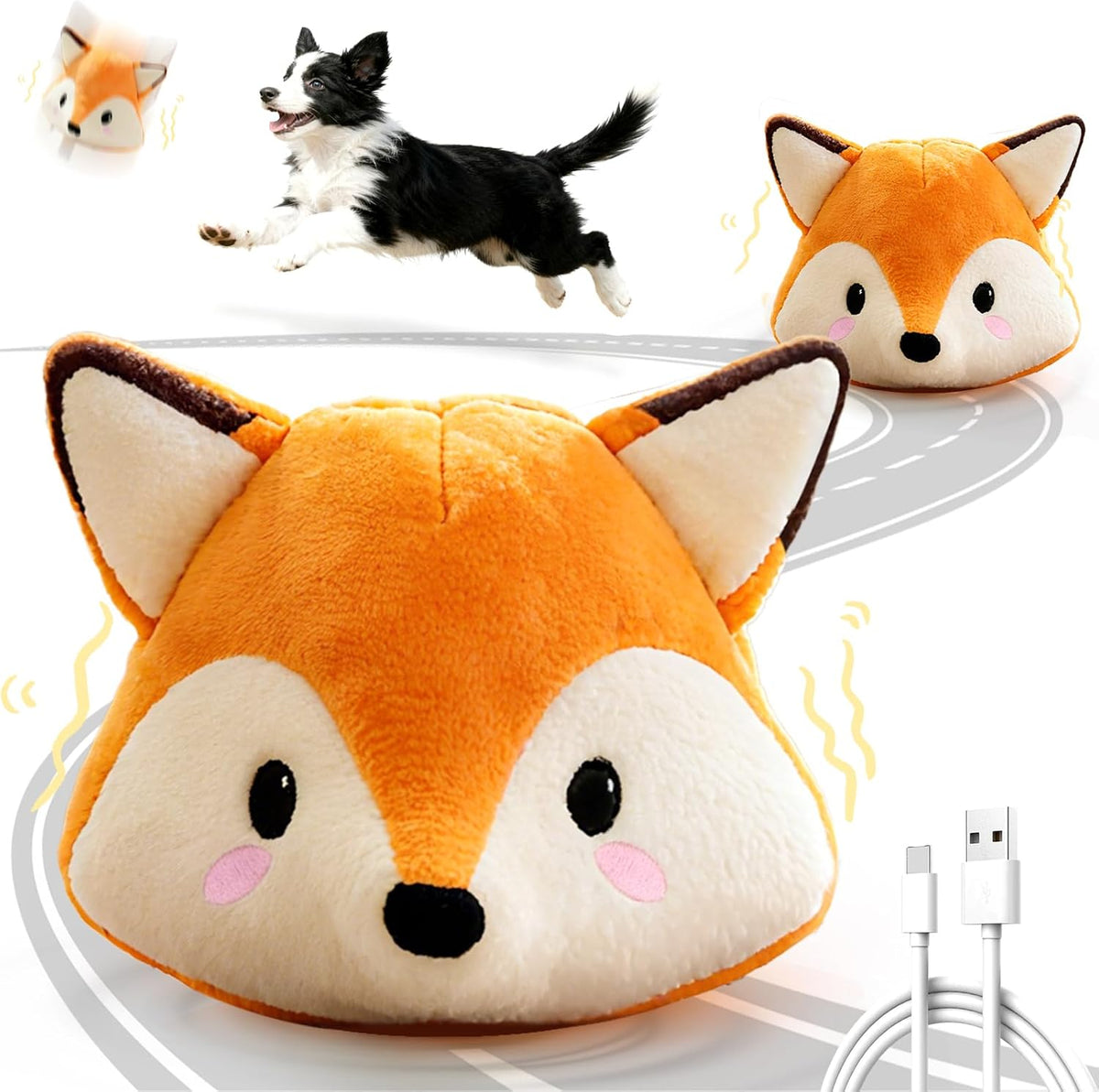 VYsTN interactive fox puppy toy front view for boredom relief