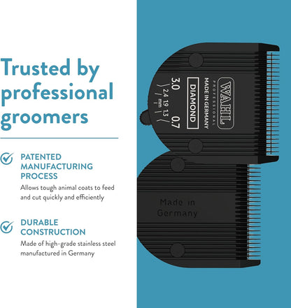 Genuine Wahl imported pet clipper blade packaging and components
