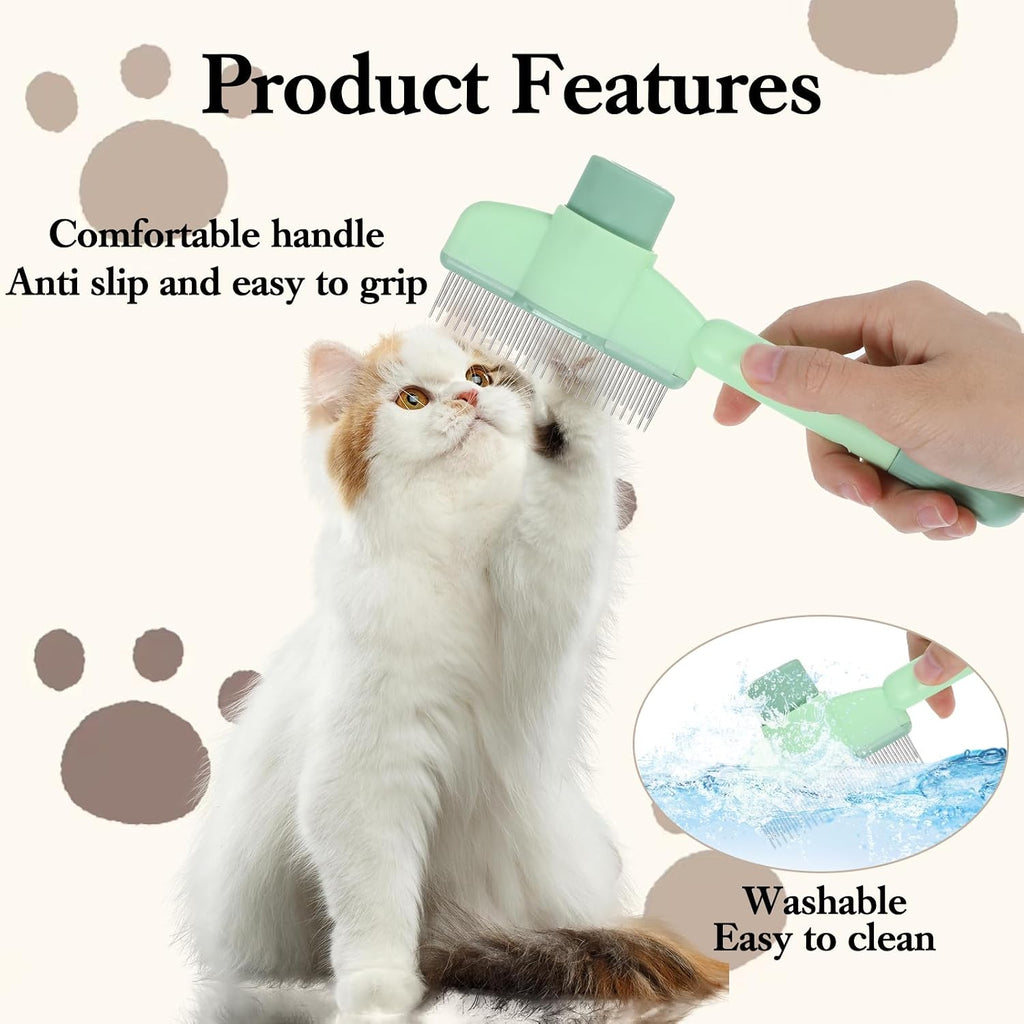 Holyenten pet grooming tool one click hair release button action