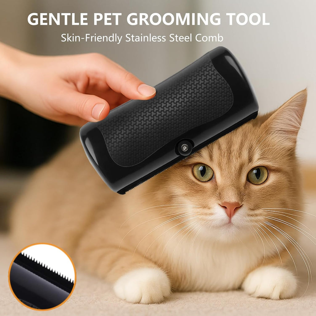 YEAHGO stainless steel pet shedding control brush head detached for easy cleaning and rinsing.