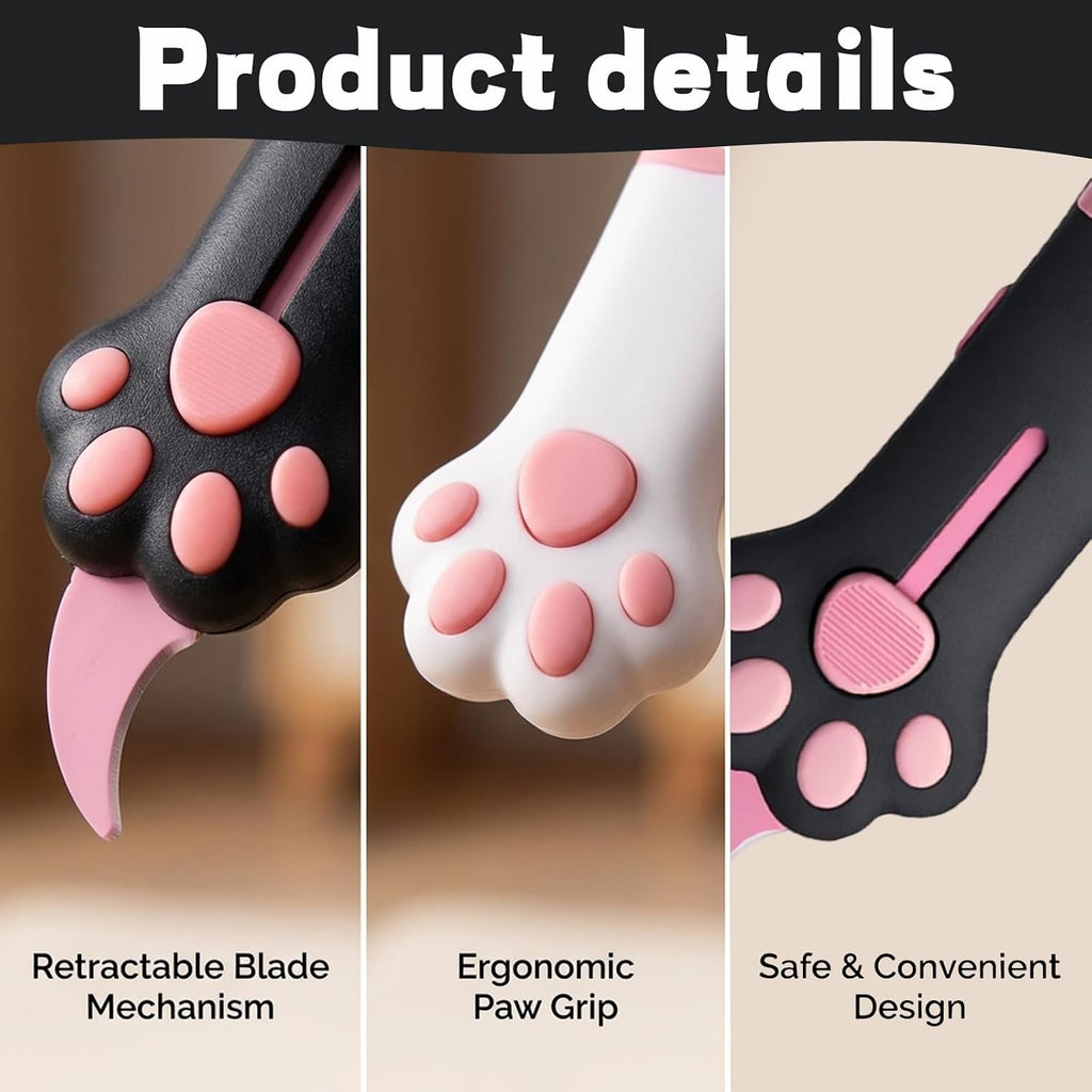Stainless steel blade extended from a pink cat paw cutter