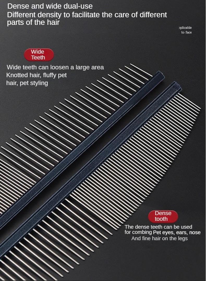 Close up of dual density teeth on generic pet grooming comb