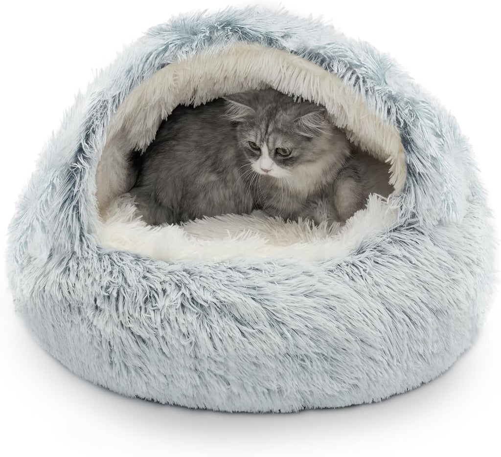 CATISM Plush Hooded Cat Bed, Calming Nest, Self-Warming Cave, Cozy Pod for Indoor Cats or Small Dogs, Removable Washable Cove With Non-Slip Bottom - Image 10