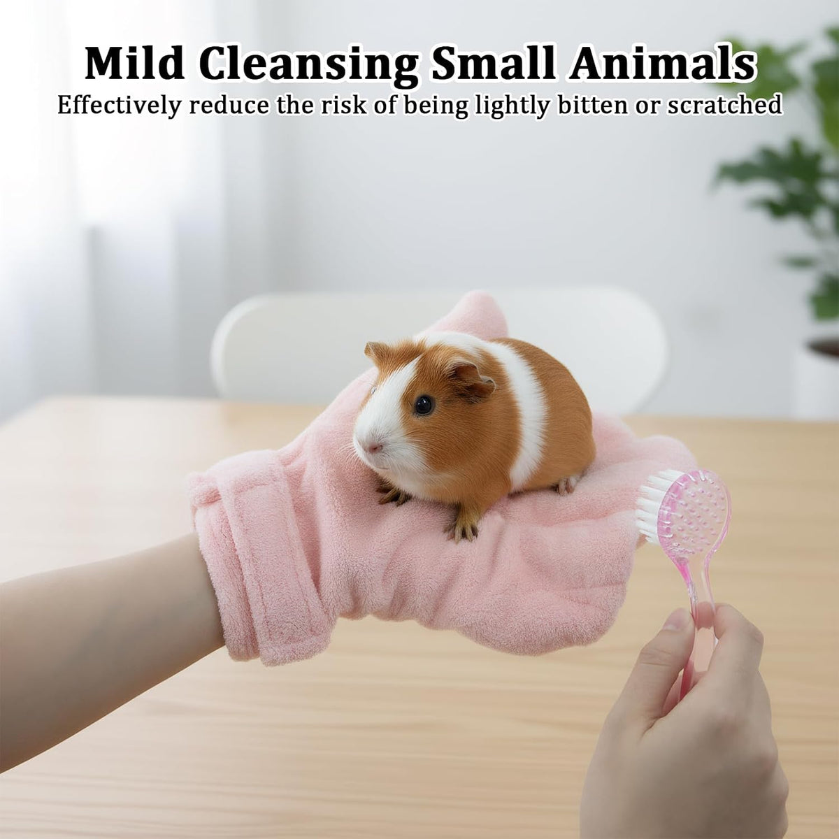 Close up view of ultra soft bristles on the small animal cleansing brush