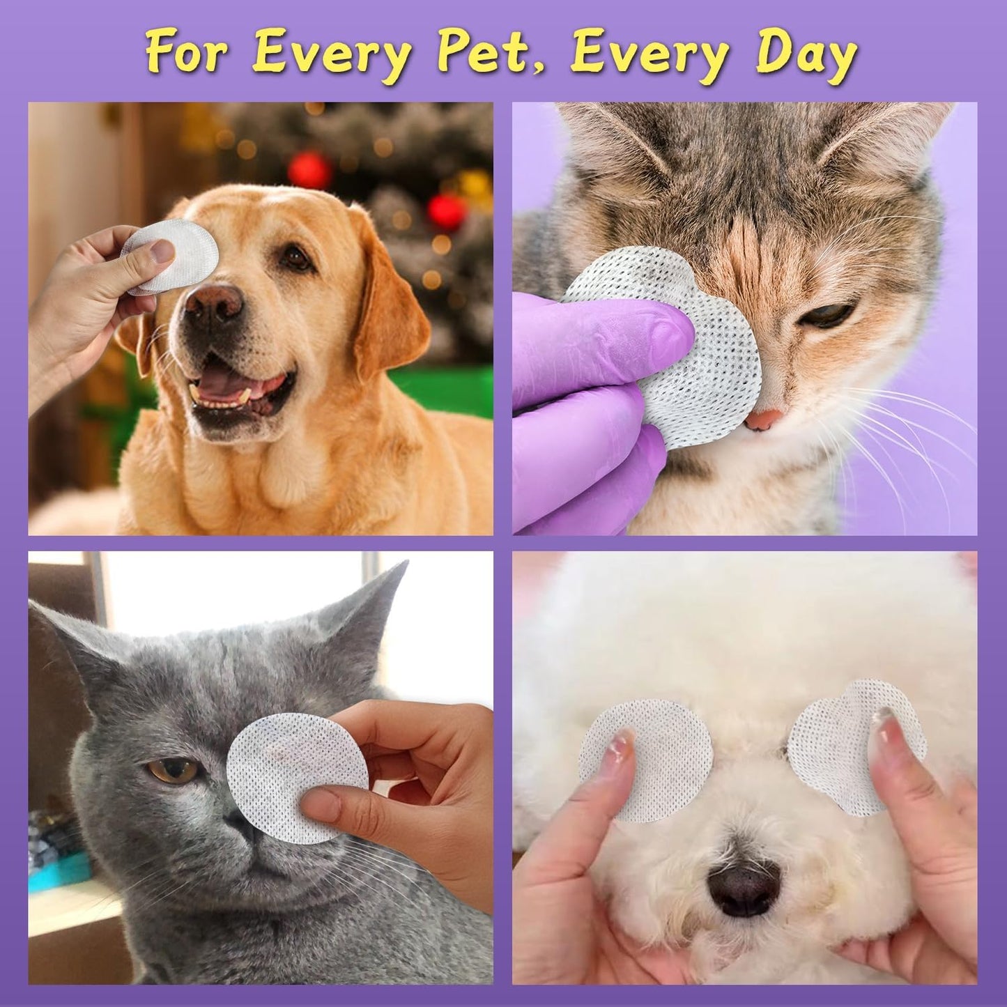Premium imported USA pet eye wipes for effective cat and dog facial grooming