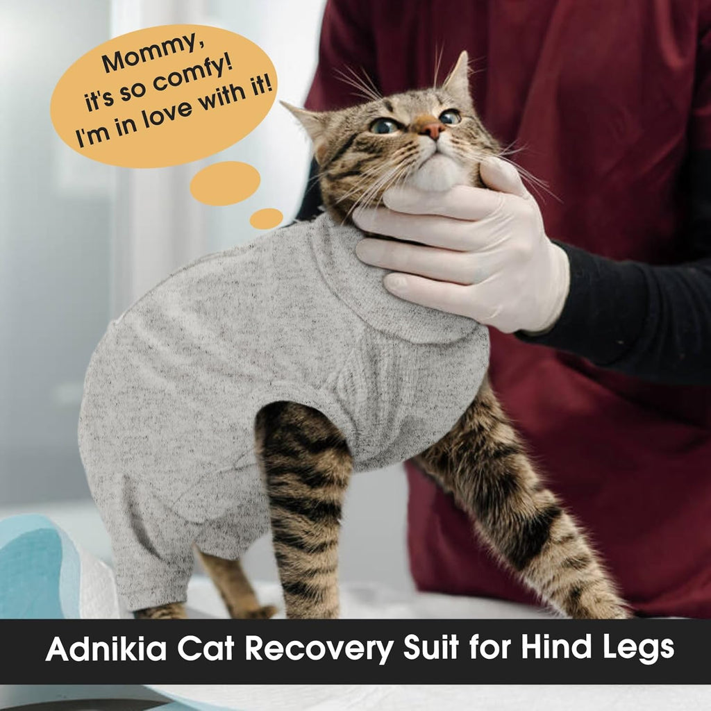 Rear view of cat recovery suit showing litter box access