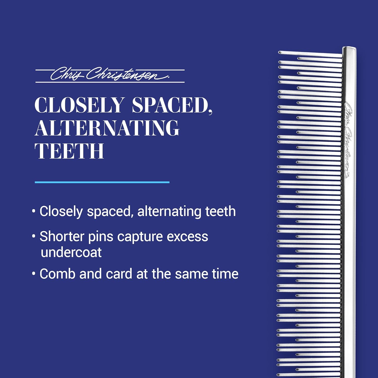 Stainless steel teeth structure of the premium cat undercoat hairball prevention tool.