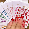 BSBTBZ 3D heart nail art stickers front view showing glitter sheets
