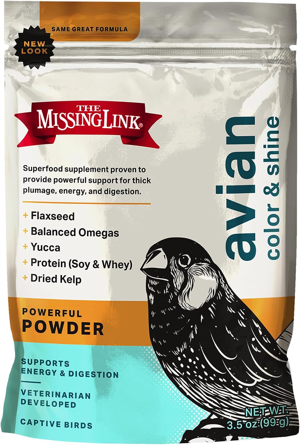 The Missing Link Avian Color & Shine Superfood Supplement Powder for Captive Birds - Flaxseed, Yucca, Kelp, Phytonutrients & Protein - Supports Energy, Plumage, Digestive & Immune Health - 3.5oz - Image 9