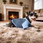 Stretchy cotton puppy shirt blue stripes