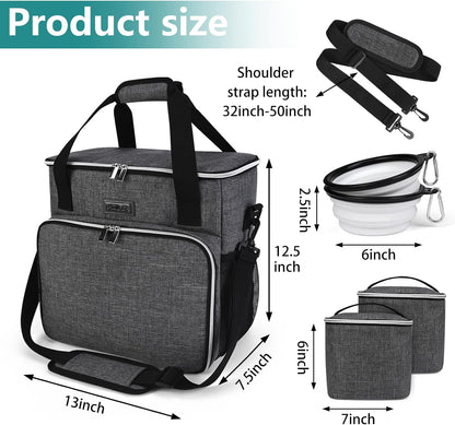 BAGLHER premium pet travel kit showing two grey insulated food containers.