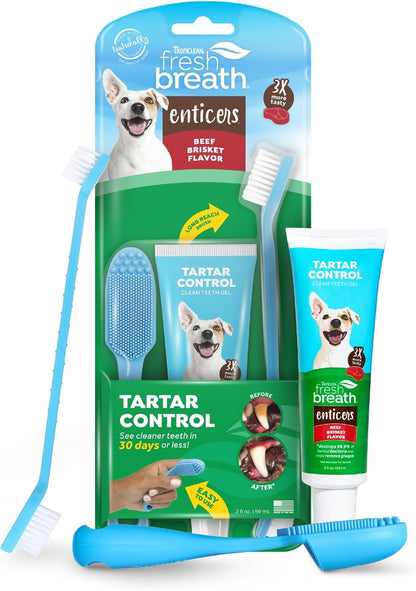TropiClean Fresh Breath Oral Care Kit - Soft Bristle Finger Toothbrush - Dog Tooth Brushing Kit - Peanut Butter and Honey Flavor Dog Toothpaste - Image 10