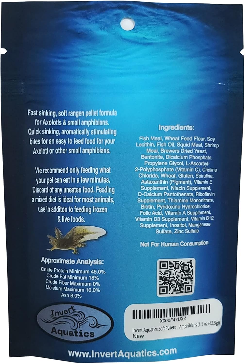Invert Aquatics Soft Pellets front view packaging with label details