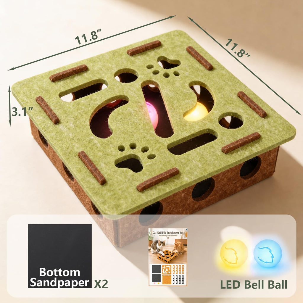 Stress-free alternative cat nail file scratcher with replaceable sandpaper.