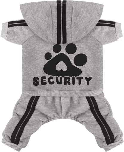 Otunrues dog security hoodie front view showing gray cotton fabric