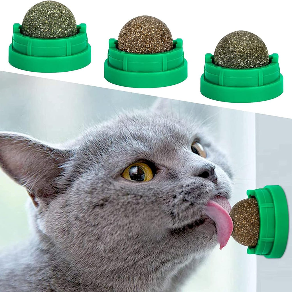 NoNi 3 Pack Catnip Balls wall mounted set front view