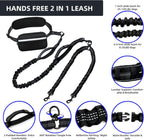 Demonstration of the shock absorbing elastic bungee expanding for two medium large dogs.