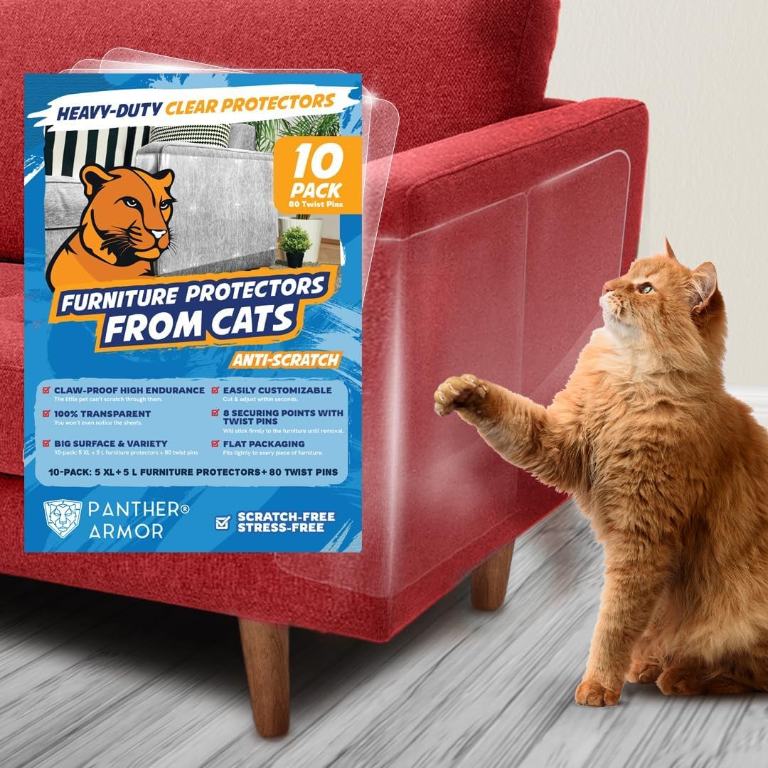 Panther Armor Furniture Protector, 8-Pack, Heavy Duty Anti-Scratch Cat Couch Protector, Transparent - Image 9